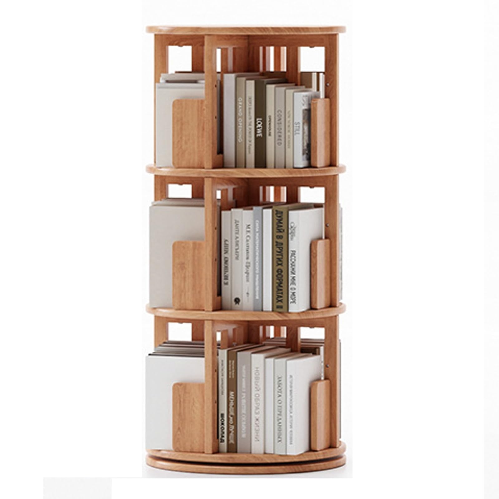 Rotating Bookshelf with Storage - Wooden Corner Bookcase for Living Room, Bedroom & Study | Space-Saving Spinning Book Organizer for Book Collection & Home Decor (Assembly Required) - Perfect for Small Spaces & Reading Nooks