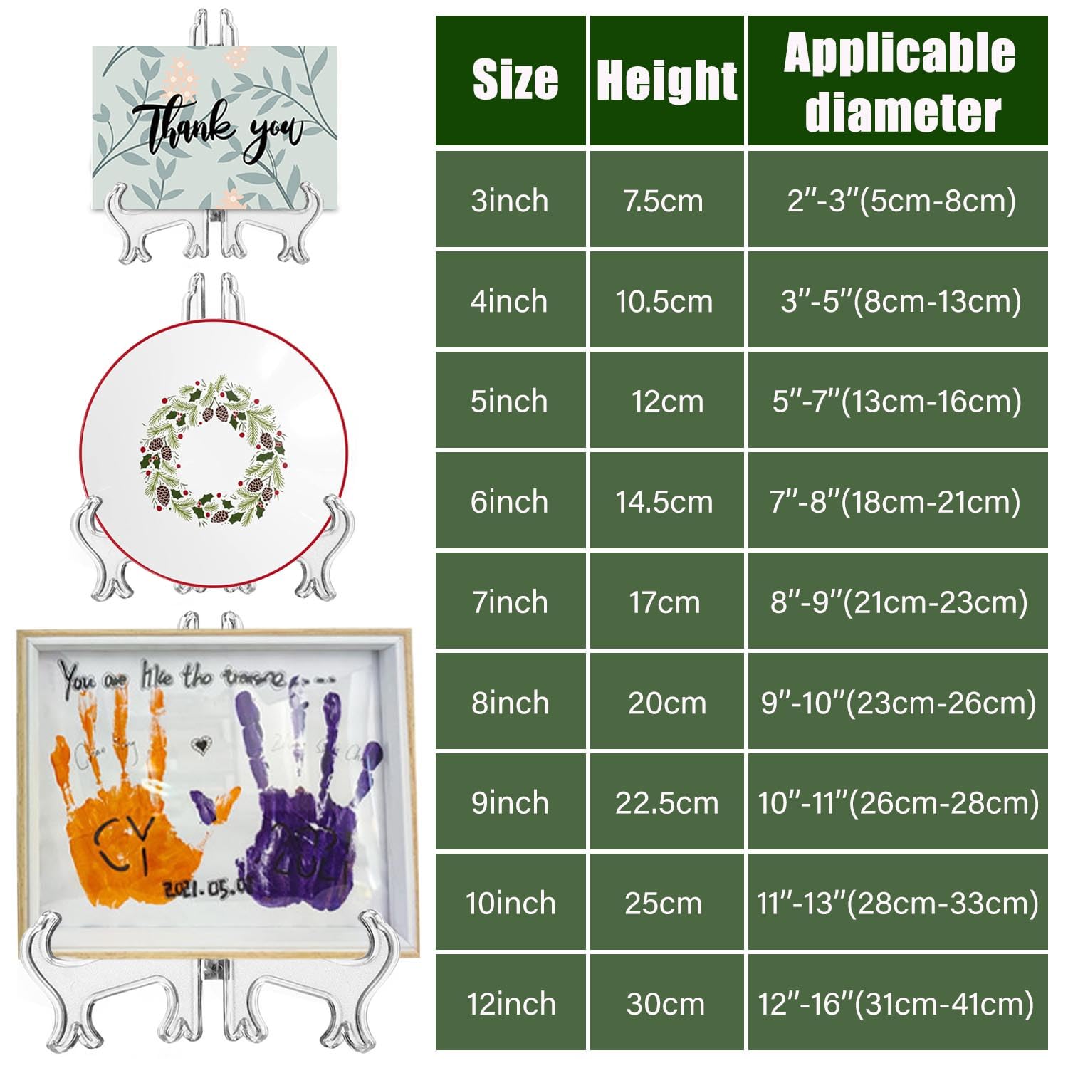 12 Pack 3 Inch Clear Plastic Easels - Picture Frame Stands & Plate Holders for Wedding Displays, Home Decor, Birthday Party Table Decorations - Perfect for Photo Displays, Artwork, Menu Cards & Decorative Plates