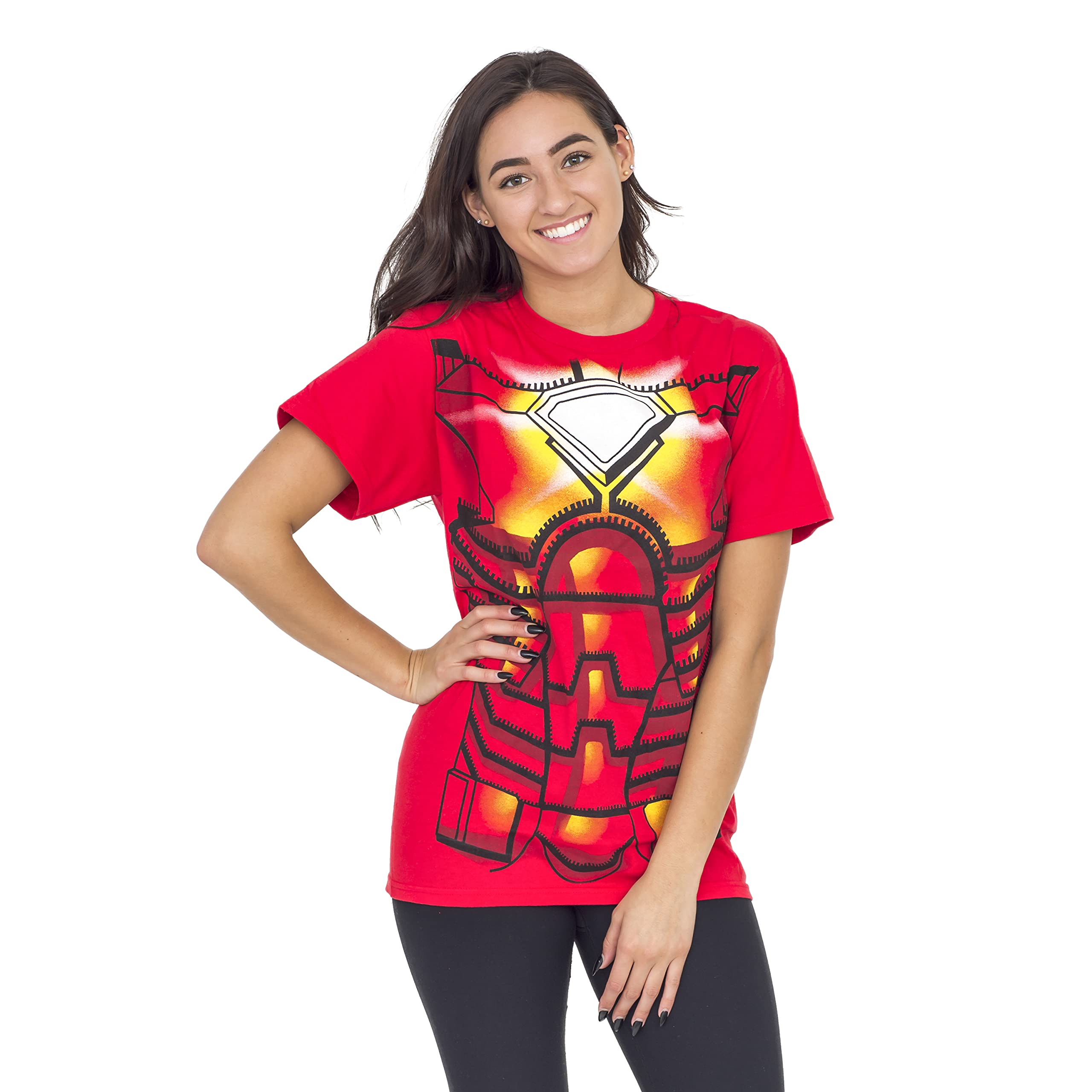 Iron Man Red Superhero Costume T-Shirt - Marvel Avengers Graphic Tee for Men & Kids - Perfect for Cosplay, Halloween & Comic Con Events