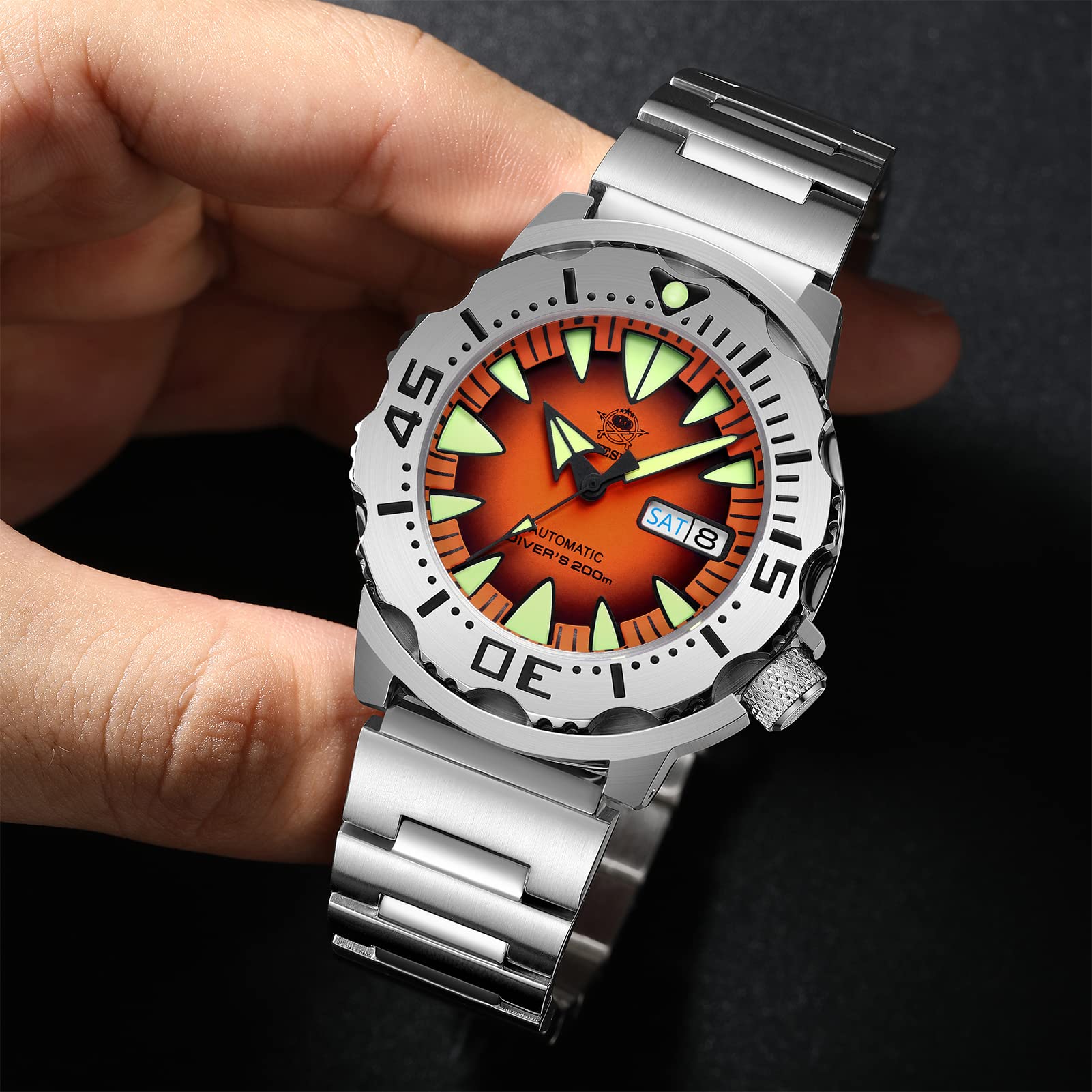 ADDIESDIVE Men's Automatic Diver Watch - 200M Water Resistant, Stainless Steel Case, Synthetic Sapphire Crystal - Perfect for Swimming, Diving & Everyday Wear