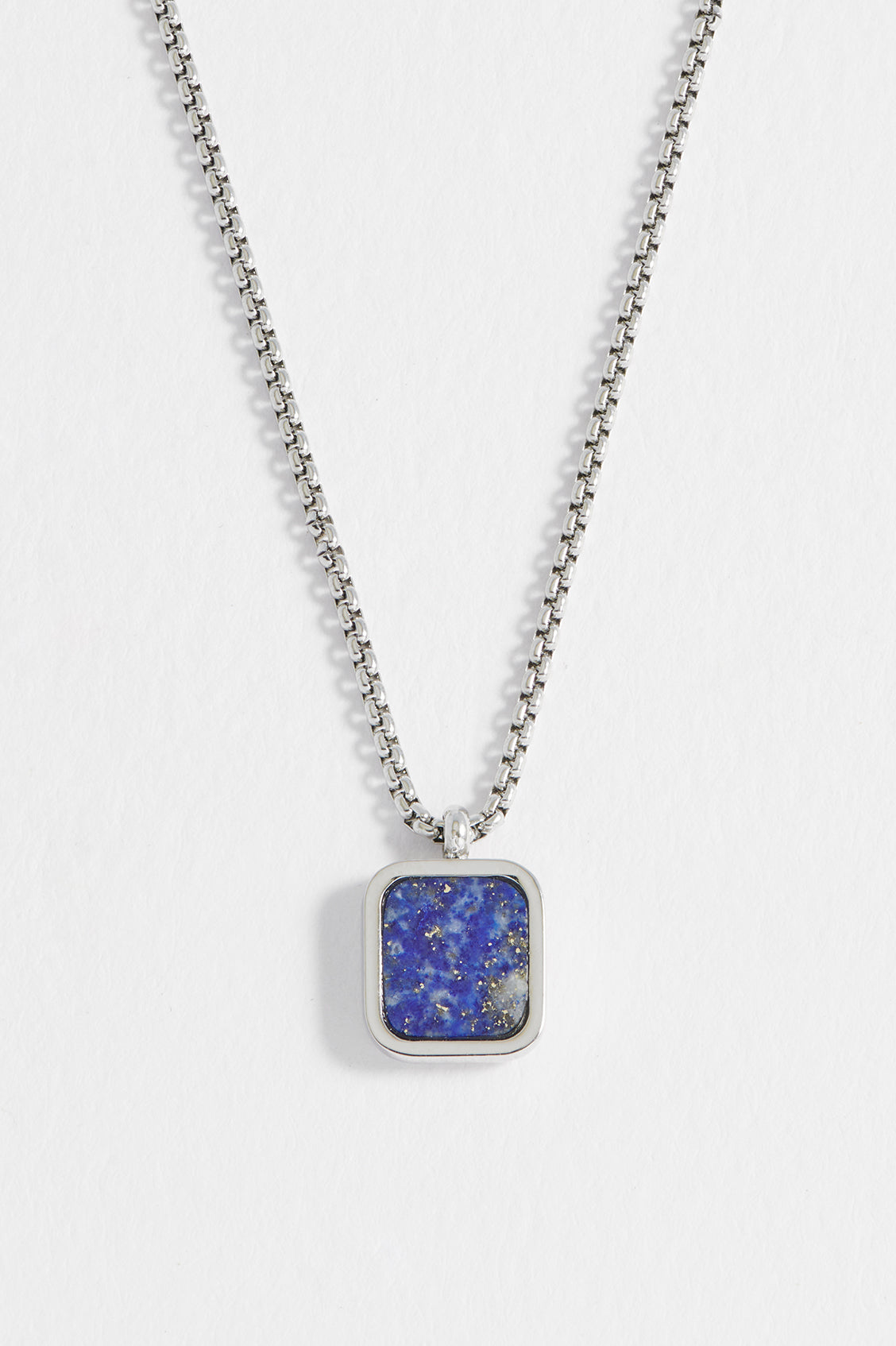 Men's Square Gemstone Pendant Necklace - Sterling Silver or Gold Plated Gemstone Jewelry for Men - Perfect for Gifts, Weddings, and Formal Occasions