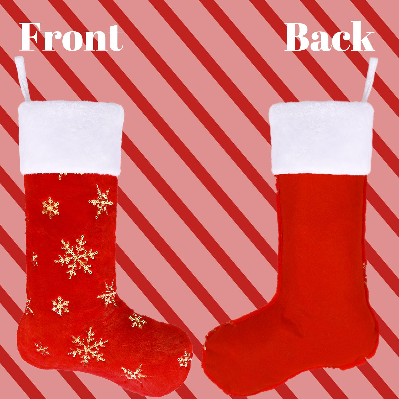 Custom Personalized Red Faux Fur Christmas Stocking - Large 22