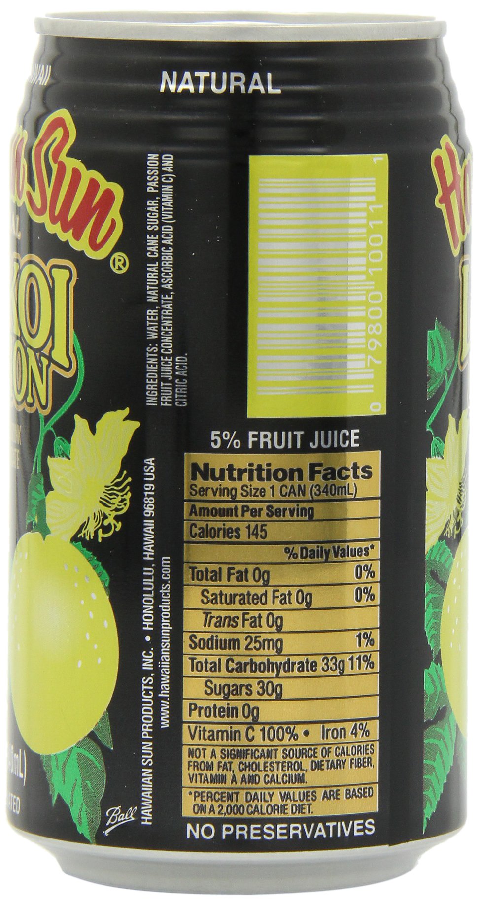 Hawaiian Sun Lilikoi Passion Fruit Juice Drink - 11.5 Fl Oz (Pack of 24) | Tropical Flavored Beverage for Breakfast, Snacks & Parties | Refreshing Hawaiian-Inspired Drink