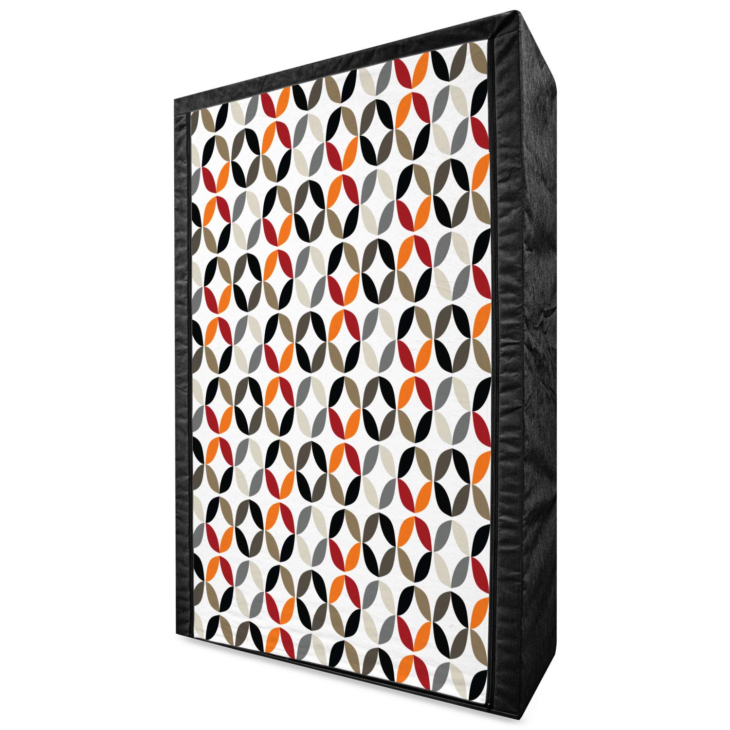 Ambesonne Geometric Circle Portable Fabric Wardrobe - Bohemian Design Clothing Organizer with Shelves, 42.5 Inch Multicolor Storage Closet for Bedroom, Closet & Dorm Room Organization