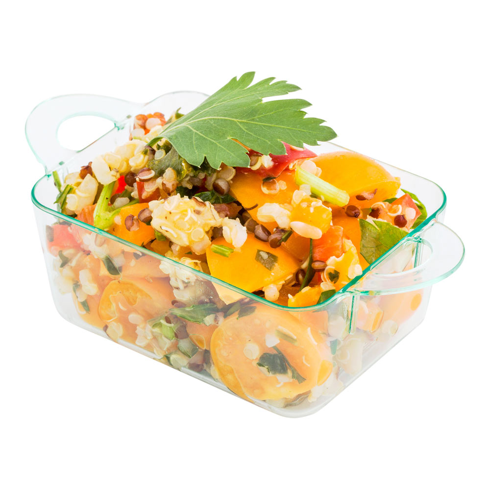 100-Pack 3 oz Rectangle Seagreen Plastic Ramekins with 100 Silver Mini Forks - Perfect for Party Appetizers, Desserts, and Catering Events