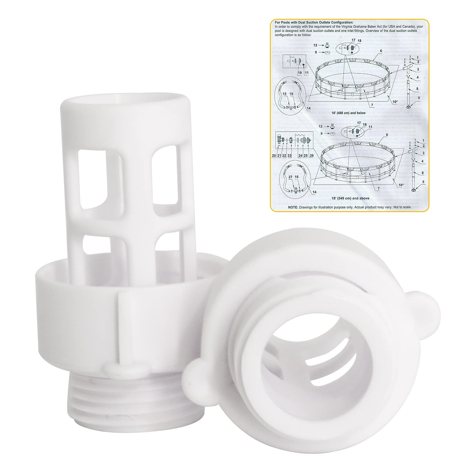 Intex Pool Hose Connector - Garden Hose Drain Plug for Above Ground Round Pools - Swimming & Maintenance