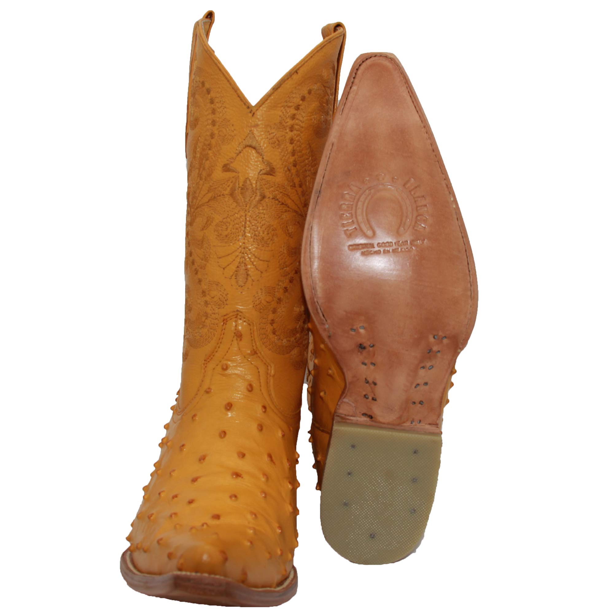 Men's Genuine Leather Cowboy Boots with Embossed Ostrich Quill Print - Western Style Riding Boots for Country Music Festivals & Rodeo Events