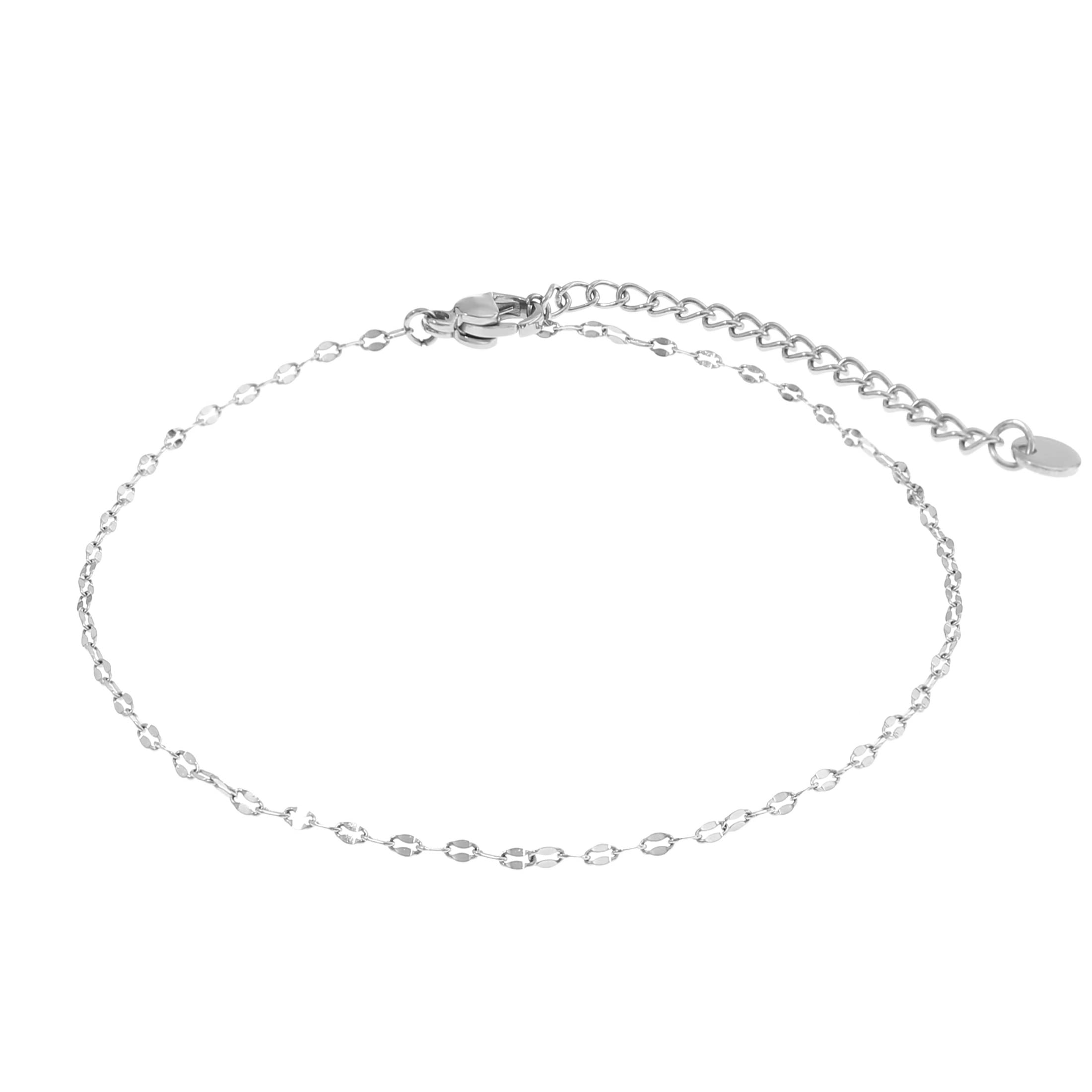 Nami Flat Cuban Chain Anklet - Stainless Steel Adjustable Ankle Bracelet for Women, Teens & Girls - Handmade in Germany - Boho Summer Beach Jewelry - Perfect for Vacation, Parties & Everyday Wear