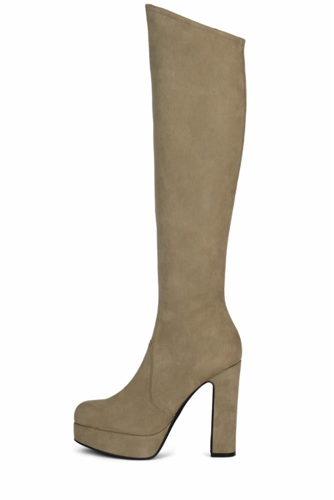 Jeffrey Campbell Women's Topaz Green M Platform Boots - Stylish Chunky Heel Ankle Booties for Fall & Winter | Perfect for Casual Outfits, Date Nights & Office Wear