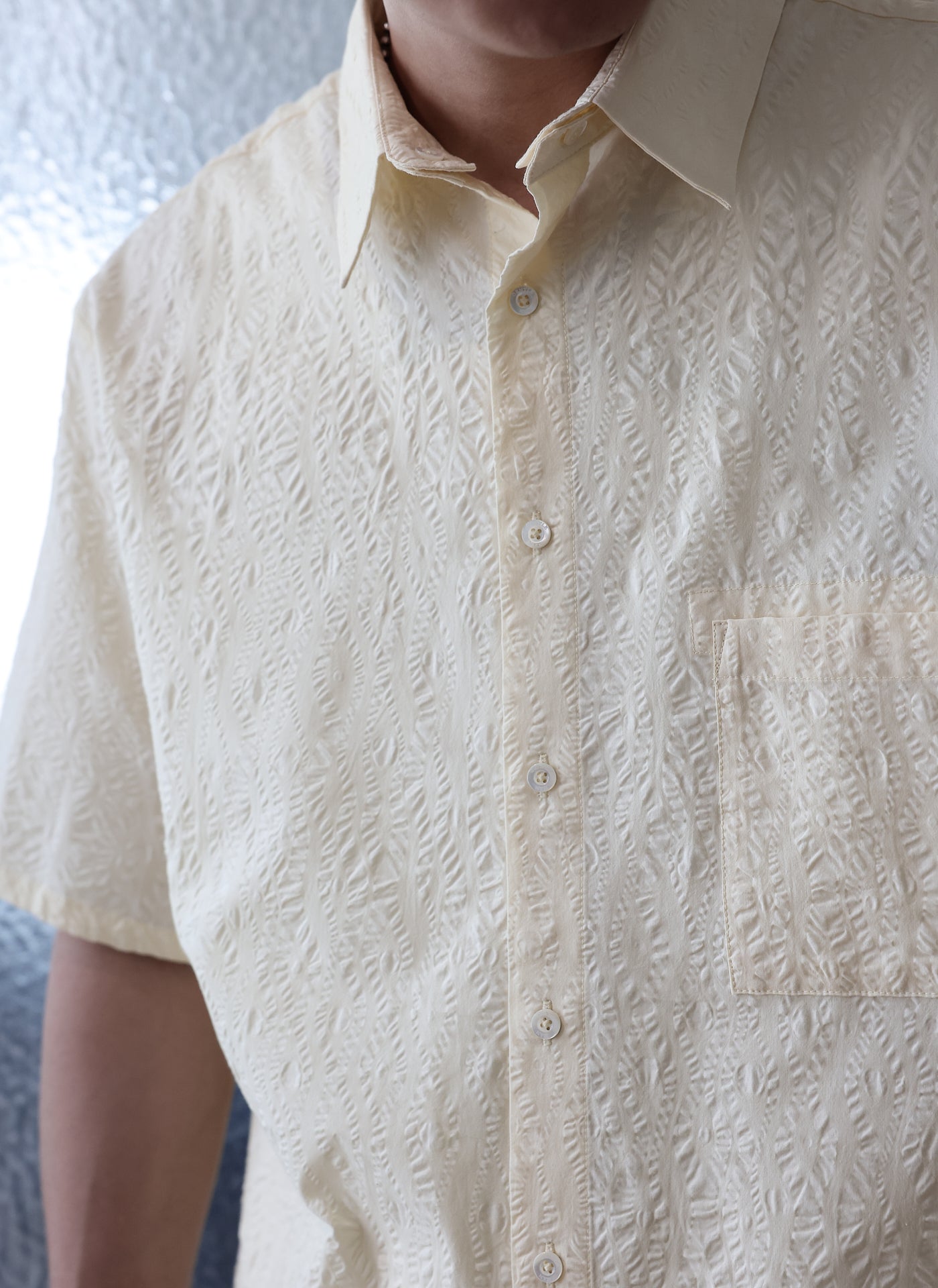 Breathable Cotton Seersucker Oversized Short Sleeve Shirt for Men & Women - Perfect for Summer Beach, Vacation & Casual Outfits