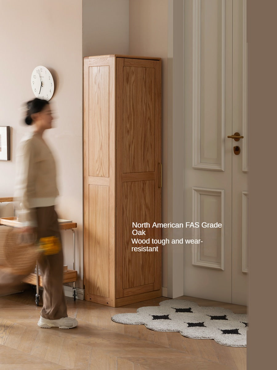 Solid Oak Wood Mirror Entryway Cabinet - Stylish & Durable Hallway Storage with Mirror for Home Decor