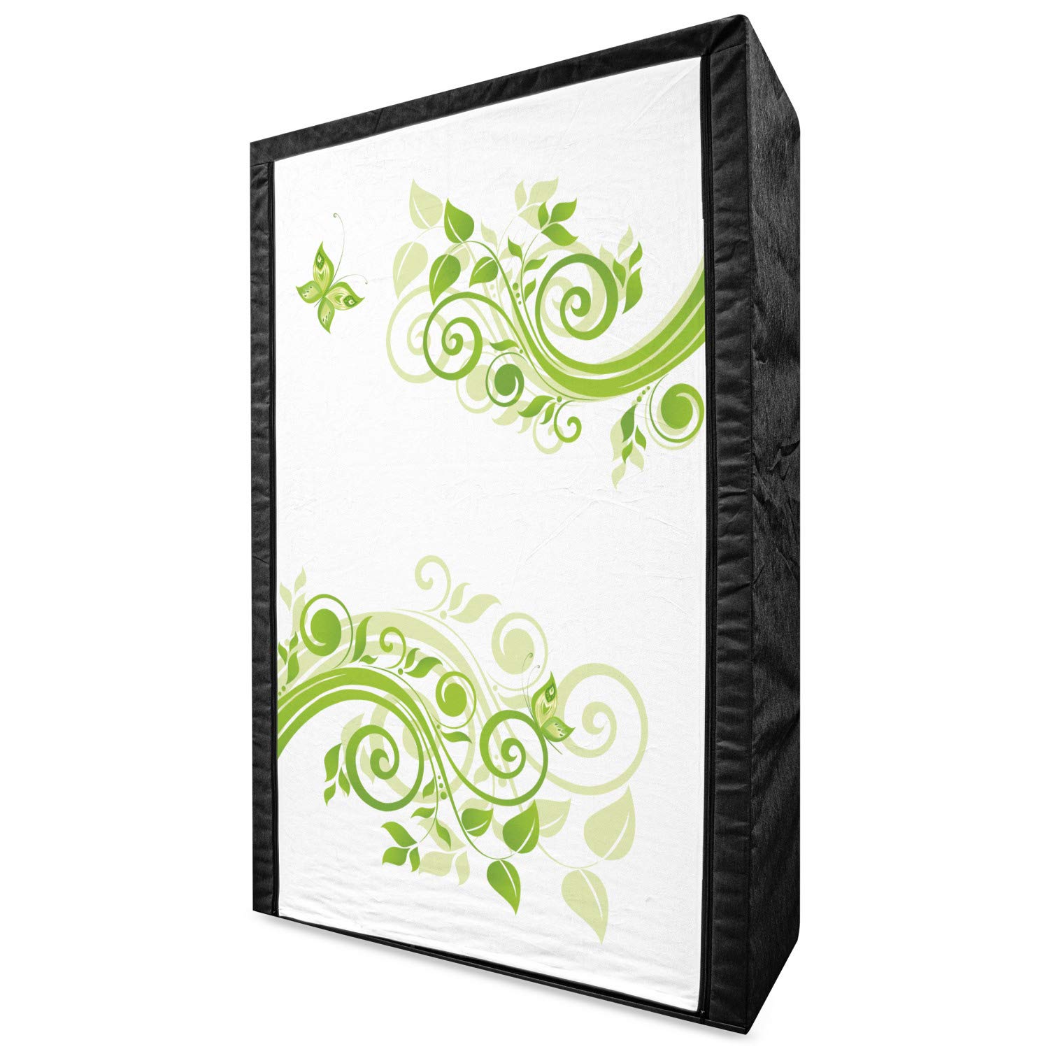 Ambesonne Green Portable Fabric Wardrobe with Floral Botanical Design - 42.5
