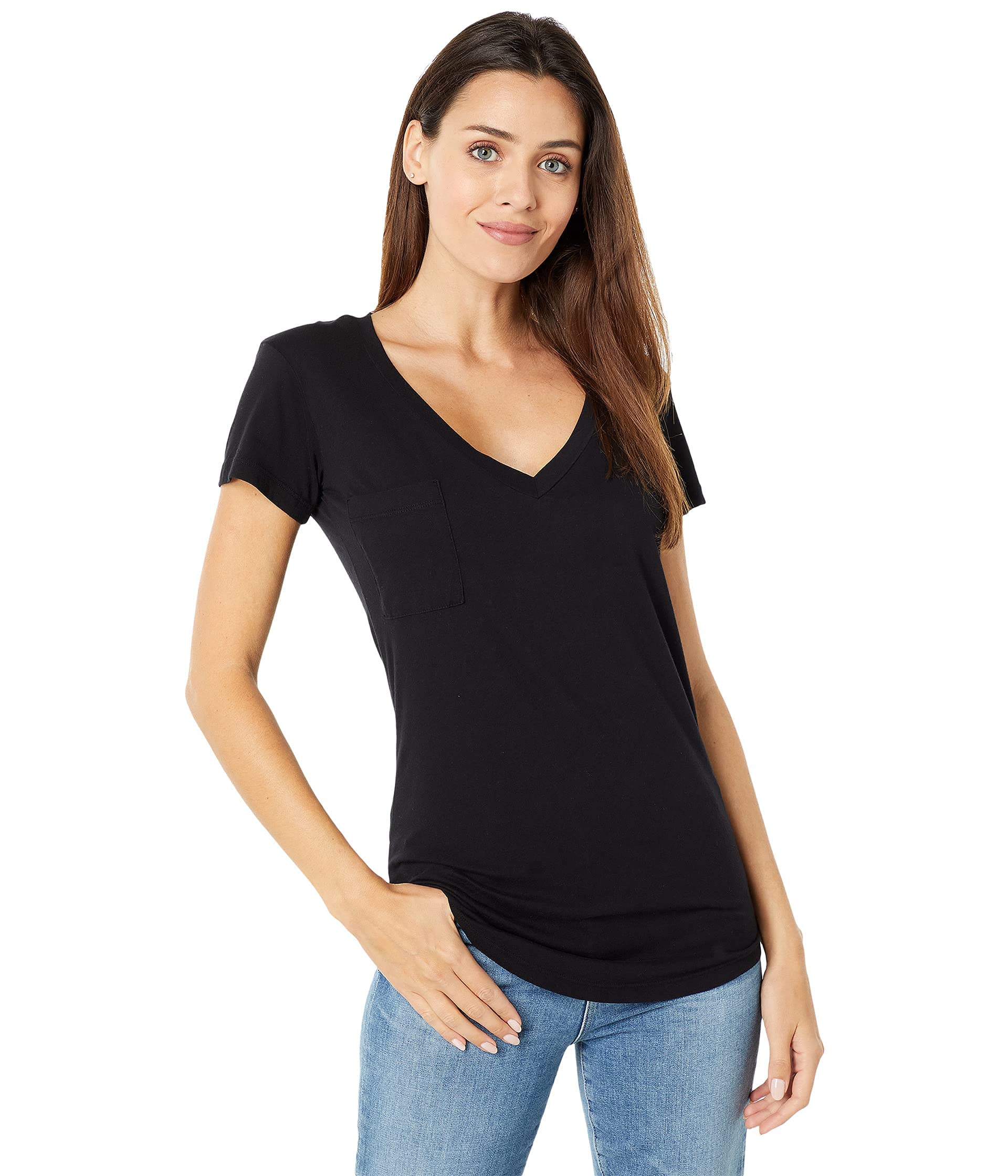 LAmade Women's V Pocket Tee - Soft Cotton Casual T-Shirt with Front Pocket | Perfect for Everyday Wear, Outfits & Layering