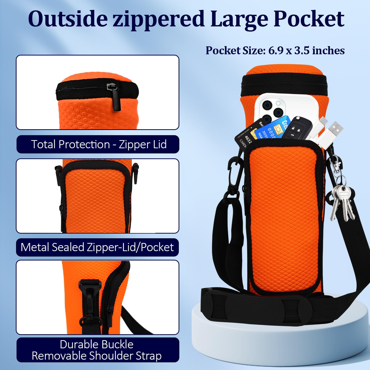 Portable Blender Carrying Case for Ninja BC151 - Insulated Travel Bag with Adjustable Strap & Storage Pocket, Orange - Perfect for Gym, Office & Outdoor Smoothies
