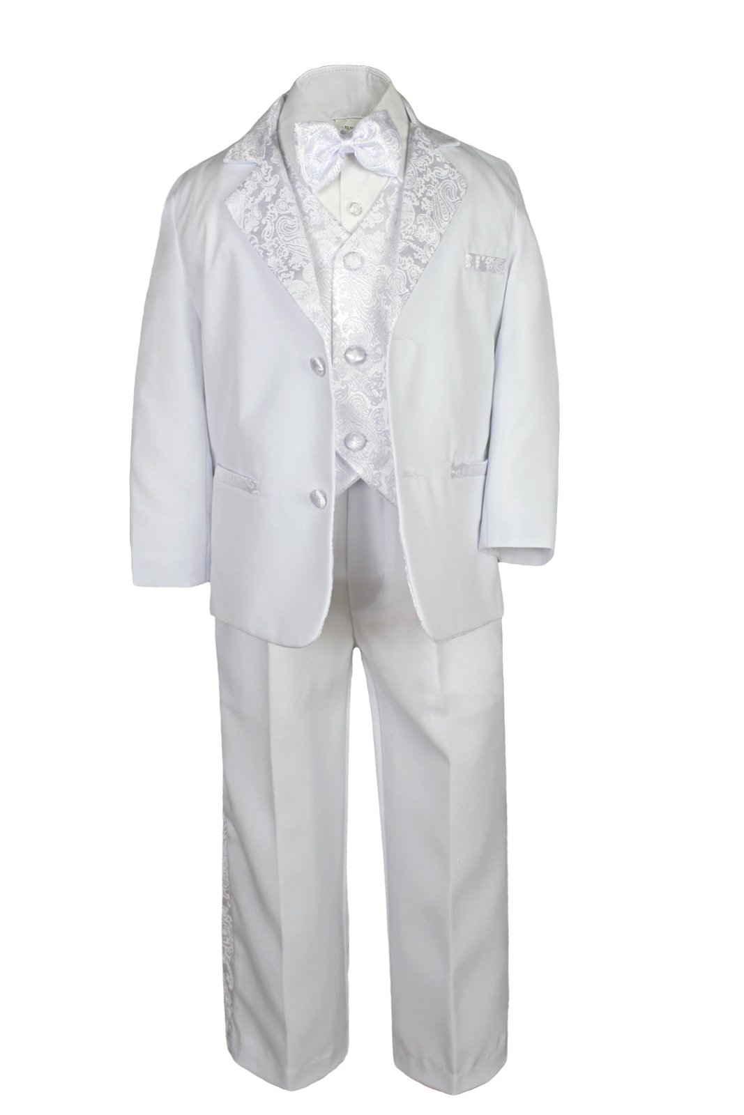 Baby Boy Baptism White Tuxedo with Gold Virgin Mary & Pope Embroidery - Sizes SM-7 | First Communion, Christening & Special Occasion Outfit