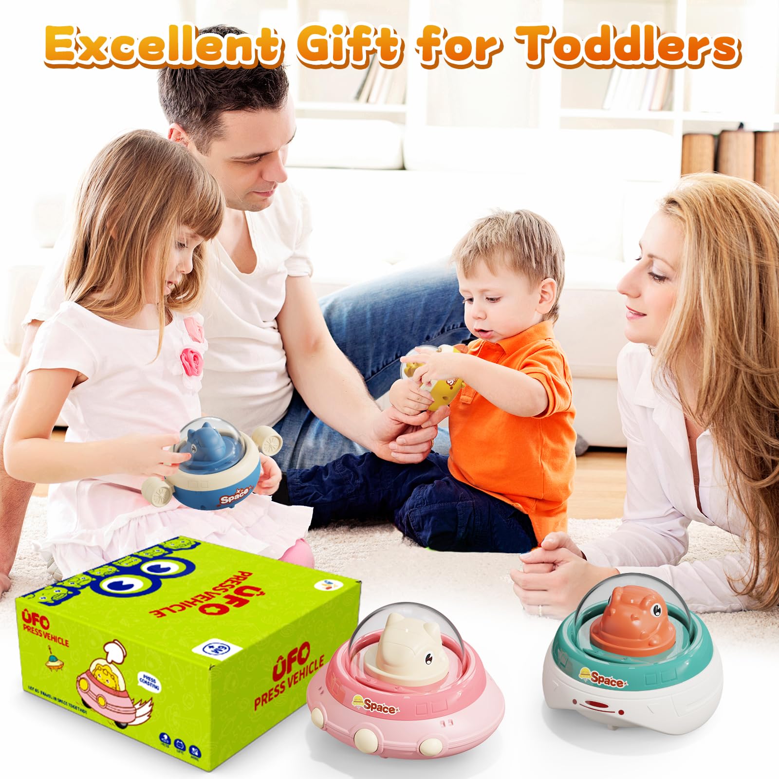 Dinosaur Toy Cars for Toddlers 1-3 Years Old | 4-Pack Push and Go Dino Cars | Easter Baby Toys for 6-18 Months | First Birthday Gifts for Boys & Girls | Perfect for Easter Basket Stuffers, Playtime & Early Learning Activities