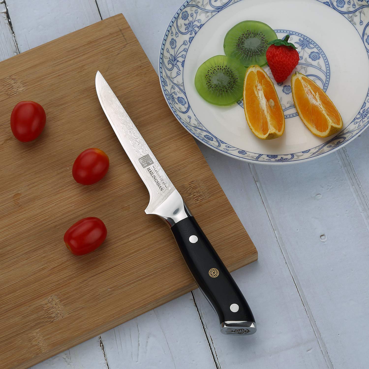 6 Inch High Carbon Damascus Steel Chef Knife - Qin Dynasty Series Boning Knife with Ergonomic Handle | Professional Kitchen Knife for Meat Cutting, Slicing & Food Prep | Perfect for Chefs, Home Cooks & Culinary Enthusiasts