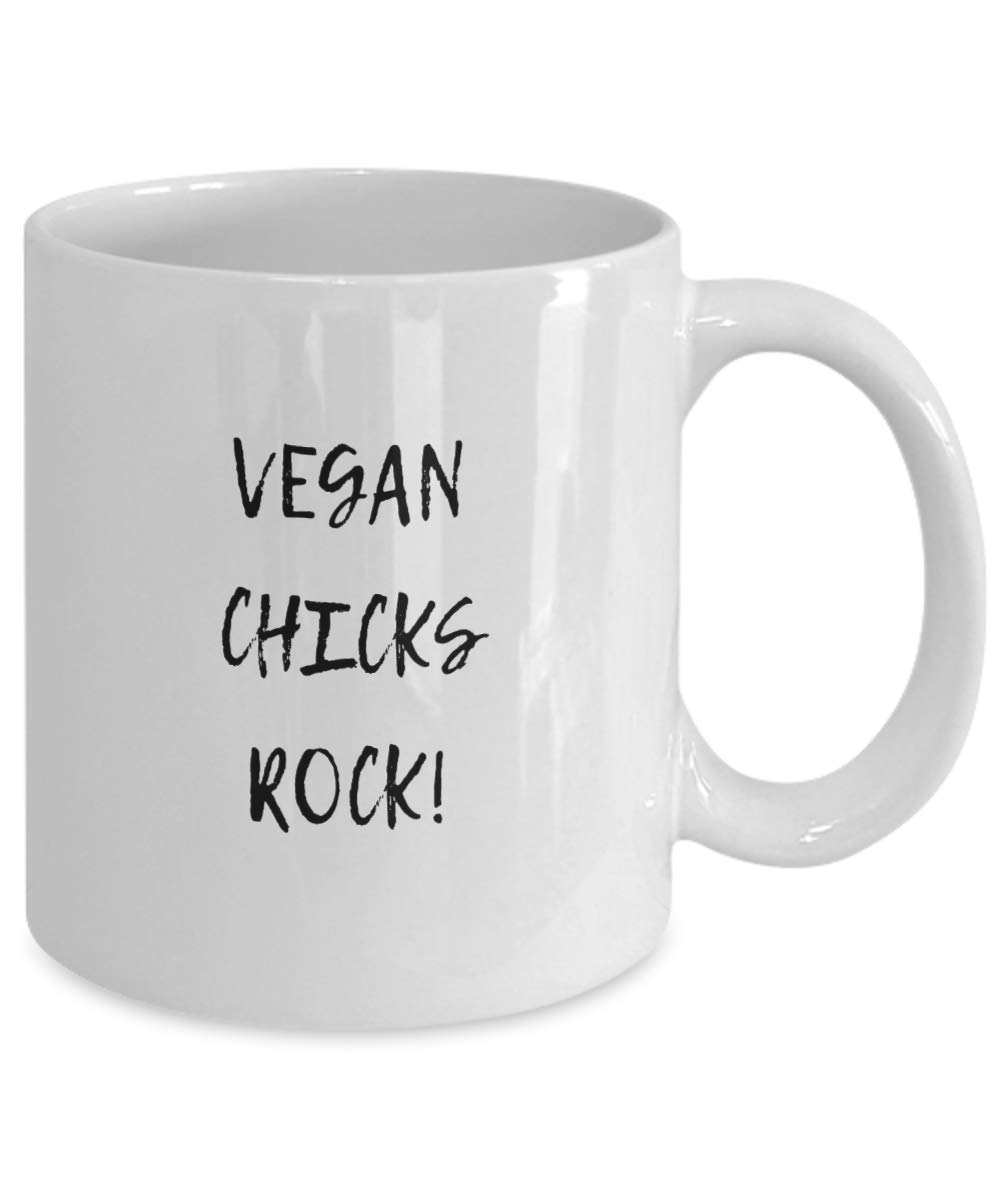 Vegan Chicks Rock Coffee Mug - Funny Vegan Gift Idea for Women, 11oz Ceramic Cup with Cute Chick Design - Perfect for Coffee Lovers, Office Use & Housewarming Gifts