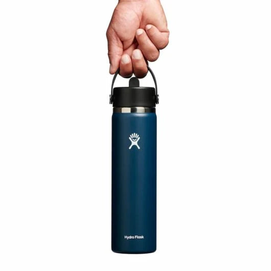 24 Oz Wide Flex Straw Tumbler with Lid - Insulated Stainless Steel Water Bottle for Hot & Cold Drinks - Leakproof Travel Mug for Gym, Office & Outdoor Activities