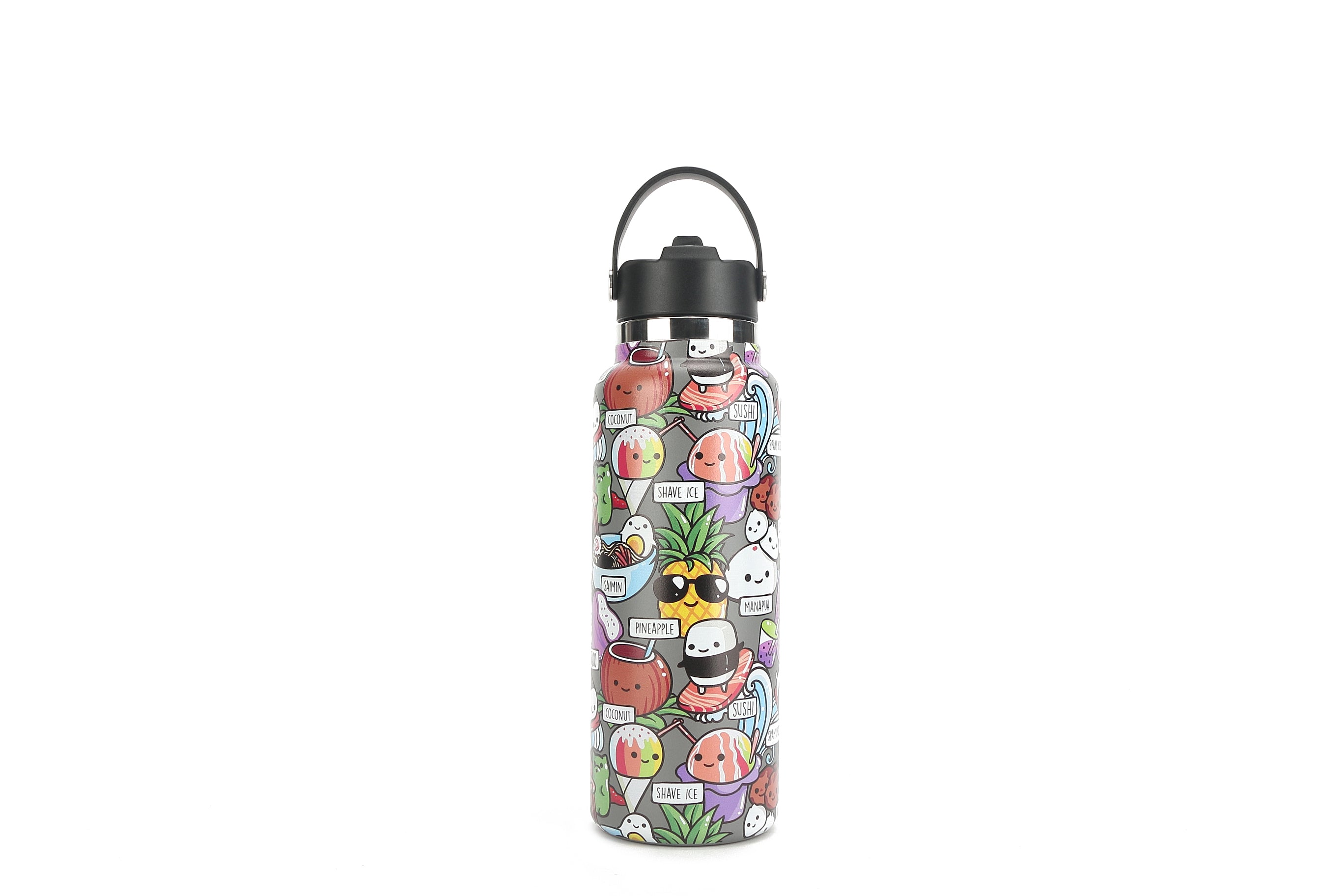 40oz Insulated Stainless Steel Water Bottle - Keeps Drinks Cold/Hot for 24 Hours | Leakproof & BPA-Free | Craving Hawaii Grey | Perfect for Hiking, Gym & Outdoor Activities