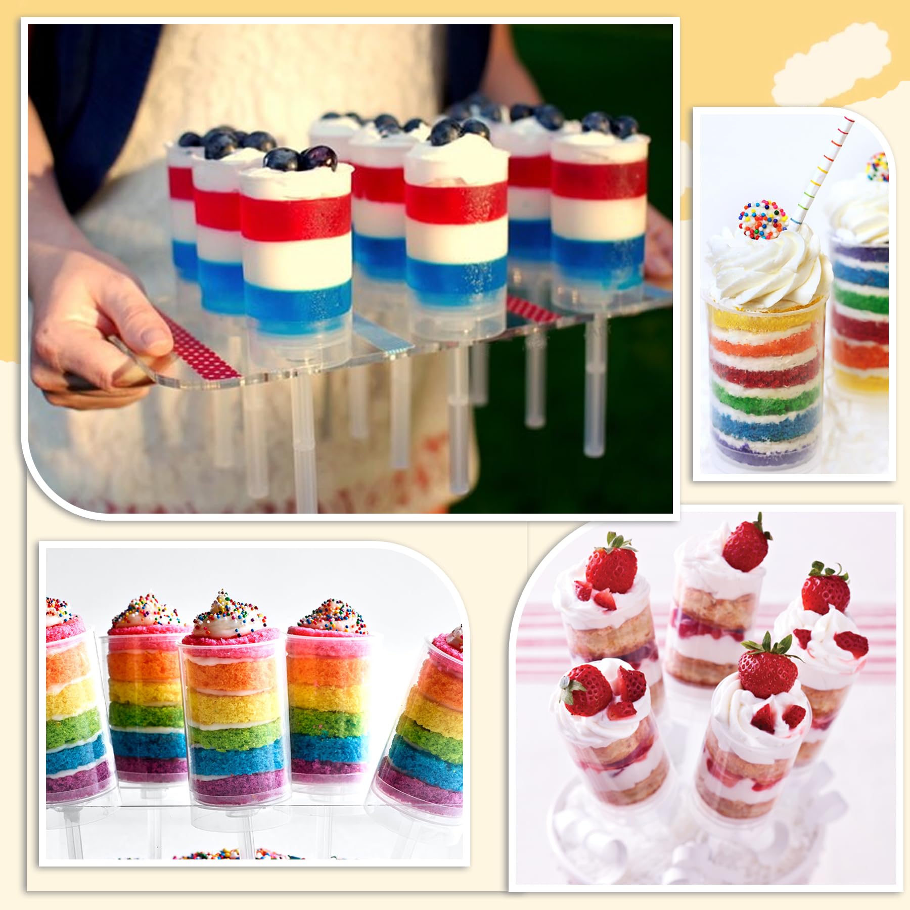 TORMEN 60 Pack Clear Round Push Up Cake Pop Containers with Lids, Base & Sticks - Perfect for Wedding Favors, Birthday Parties & Dessert Displays
