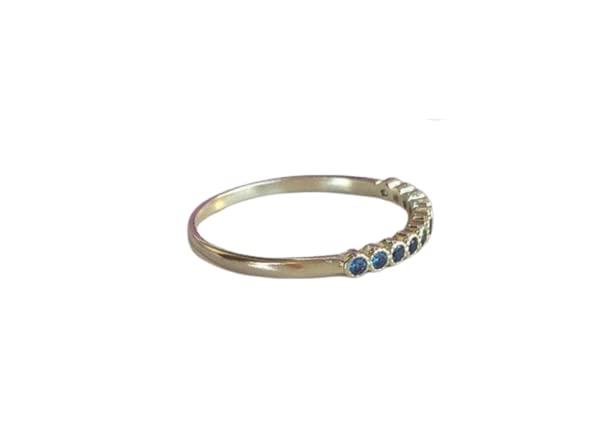 1ct BeBold London Blue Topaz Wedding Ring Band - Round Cut Stackable Yellow Gold Plated for Engagement, Anniversary & Everyday Wear