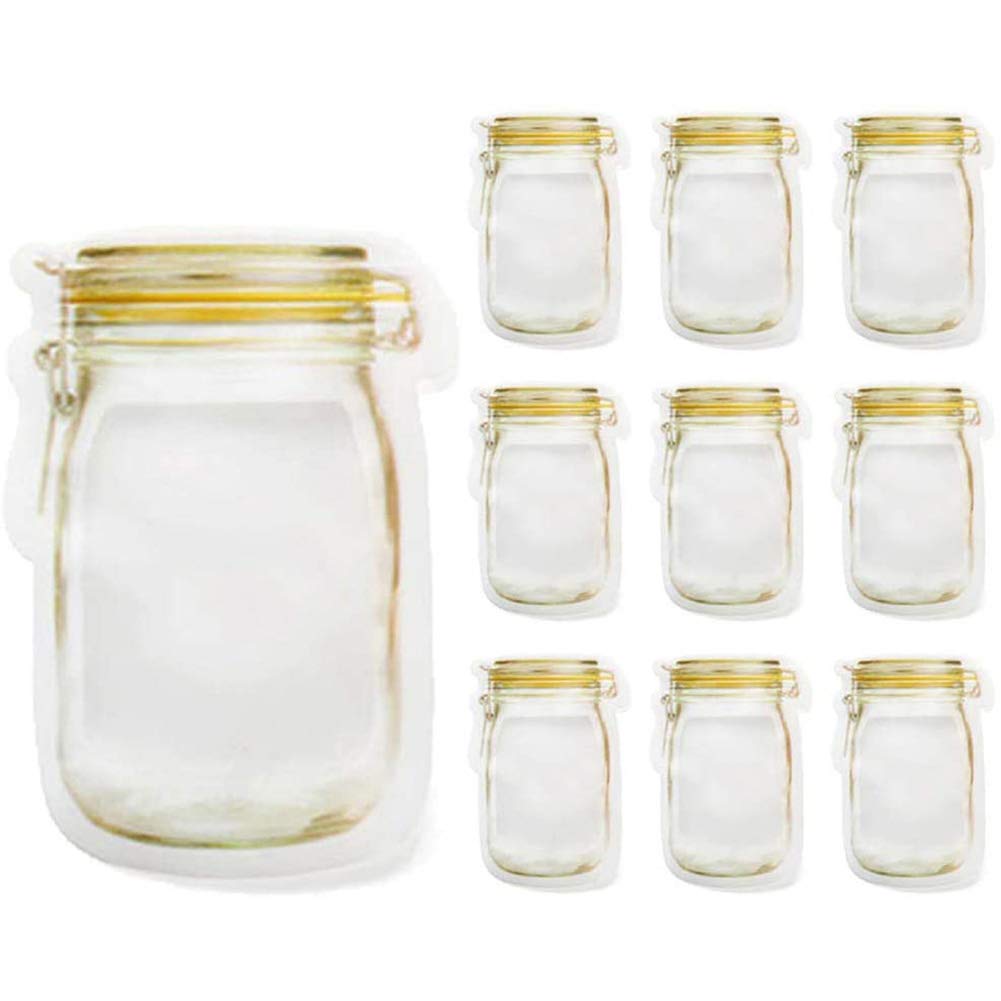 100-Pack Reusable Mason Jar Zipper Bags - Airtight Food Storage Bags for Snacks, Candy, Nuts & Cookies | BPA-Free Kitchen Organizer | Perfect for Meal Prep, Picnics & Pantry Organization
