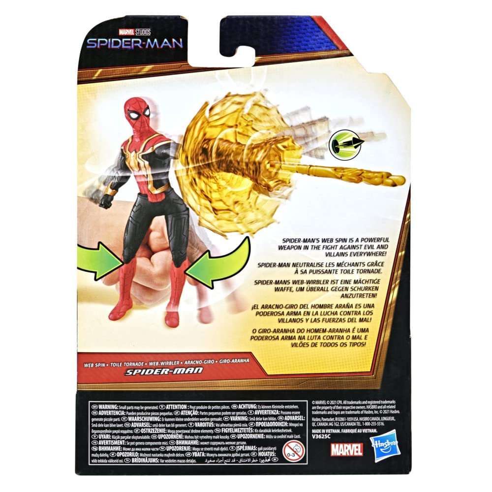 Spider-Man Marvel 6-Inch Deluxe Web Spin Action Figure Toy with Weapon Attack & Squeeze Legs - Movie-Inspired Collectible for Kids Ages 4+ | Perfect for Playtime, Superhero Battles & Marvel Collections