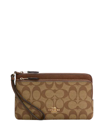 Coach Double Zip Wallet in Signature Canvas - Stylish & Durable Crossbody Wallet for Women | Perfect for Travel, Shopping & Everyday Use
