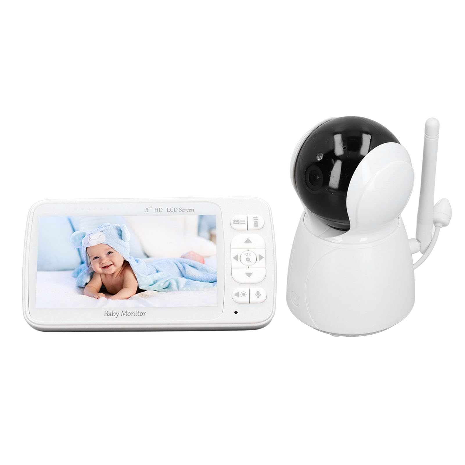 5 Inch HD Rotating Baby Monitor with Night Vision, 2-Way Audio & Noise Detection - Smart Nursery Camera with Lullabies & Motion Alerts (US Plug) | Perfect for Newborns, Toddlers & Home Security Monitoring