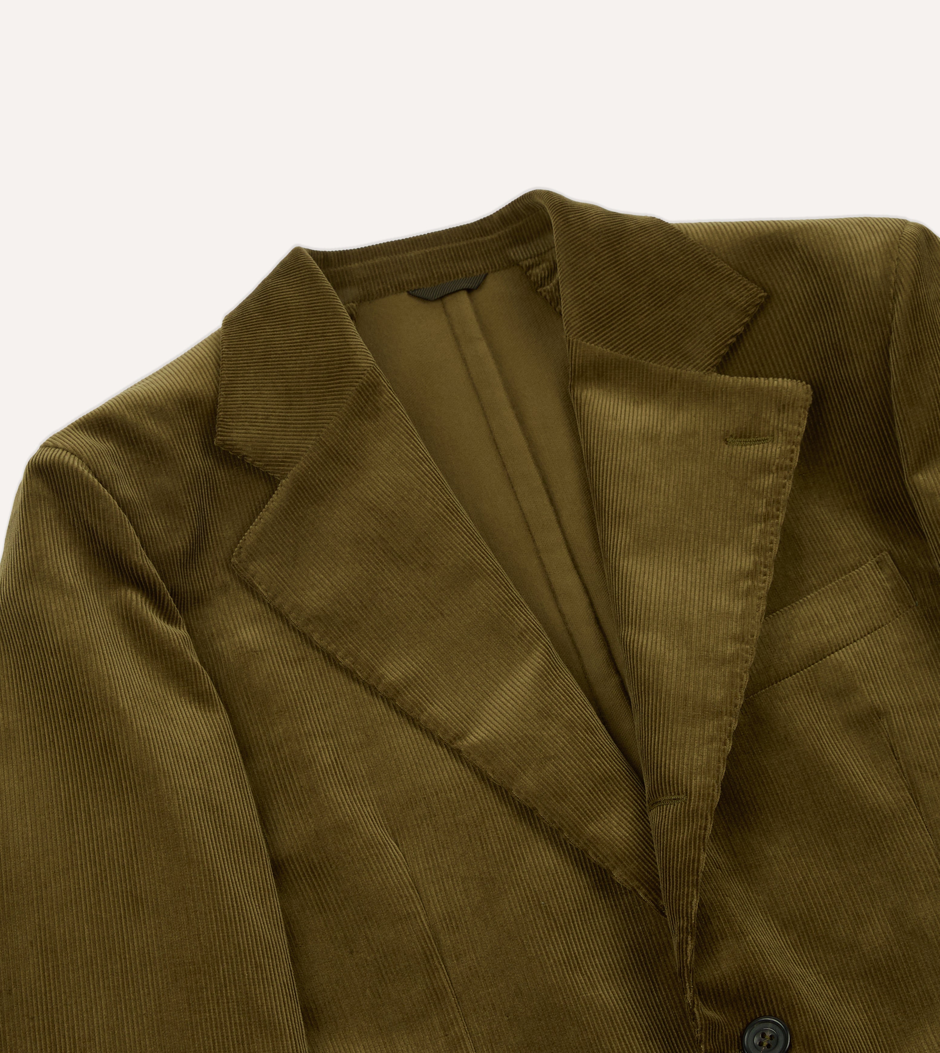 Olive Green Mid Wale Cotton Corduroy Tailored Jacket for Women - Stylish Fall & Winter Outerwear for Casual and Office Wear