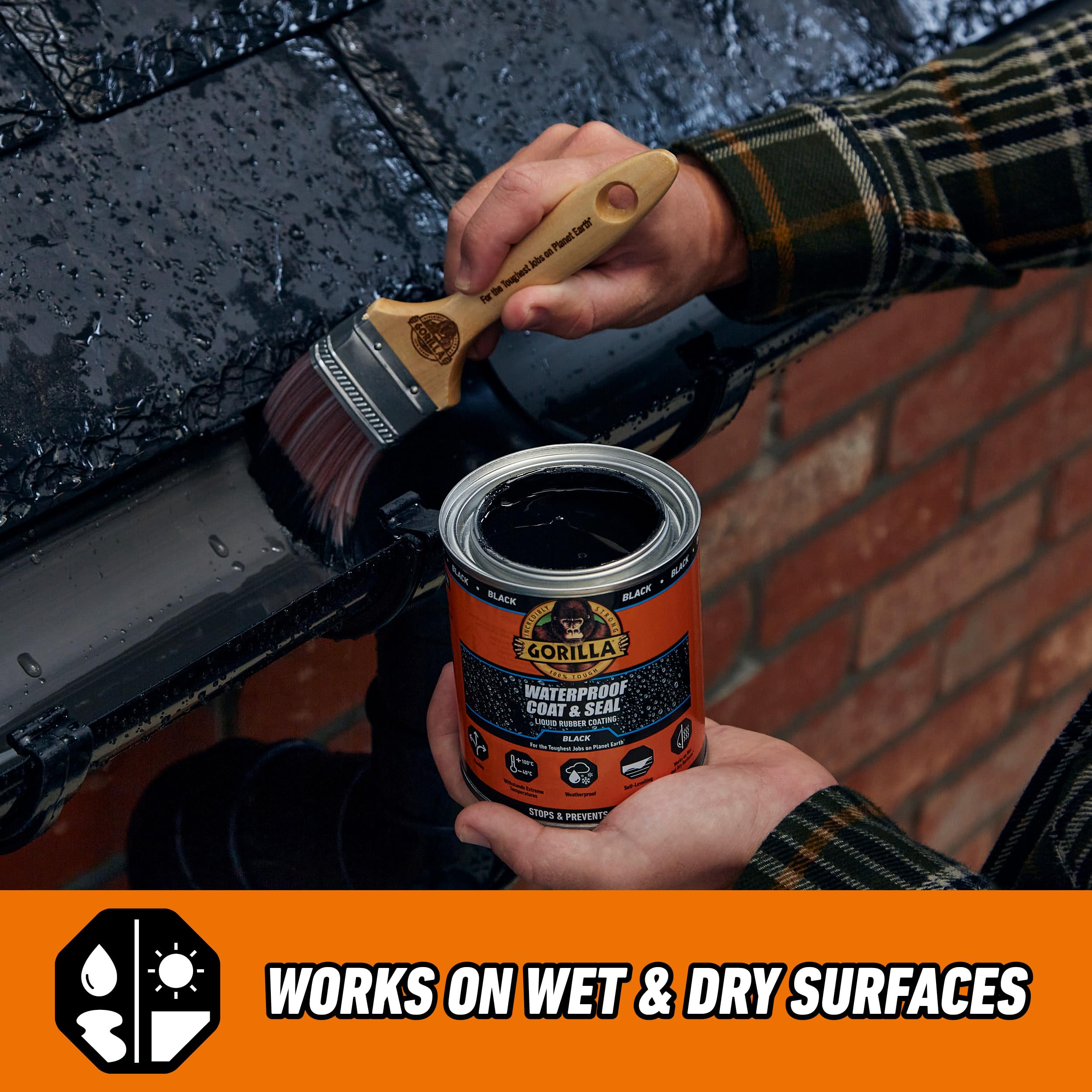 Gorilla Waterproof Coat & Seal - Heavy Duty Waterproofing Adhesive for Roofs, Gutters, and Outdoor Repairs | Ideal for Home, RV, and Marine Use