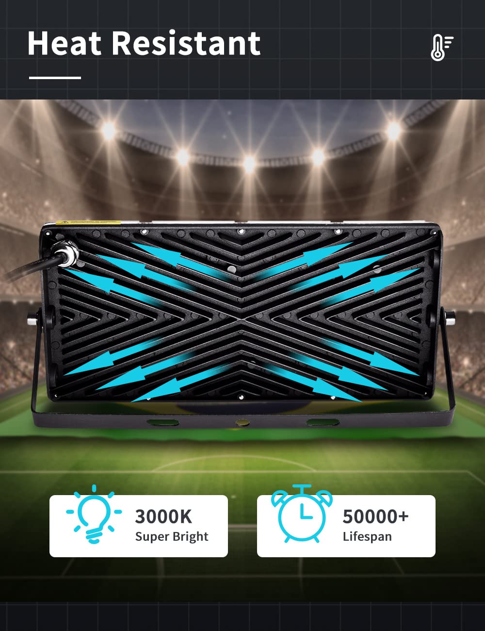 8PCS 100W LED Flood Lights Outdoor - 8000LM Super Bright 3000K Warm White Waterproof IP65 Security Lights for Stadium, Lawn, Arena, Yard, Garage - Perfect for Outdoor Lighting & Nighttime Safety