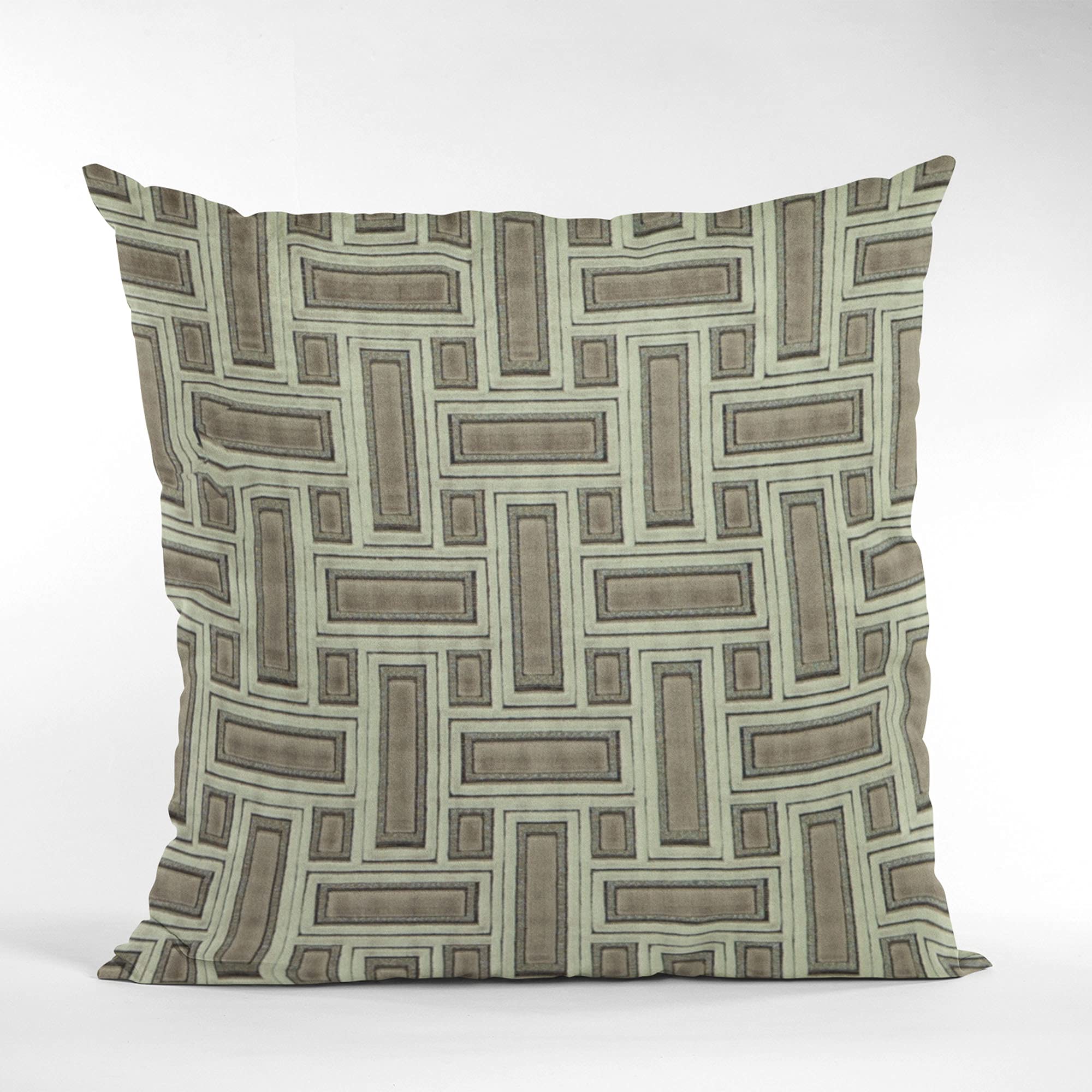 Luxury Plutus Truffle Stony Cut Velvet Throw Pillow 16x16 Inches - Double Sided Brown Decorative Cushion with Sparkle Accents for Sofa, Bedroom & Living Room Decor