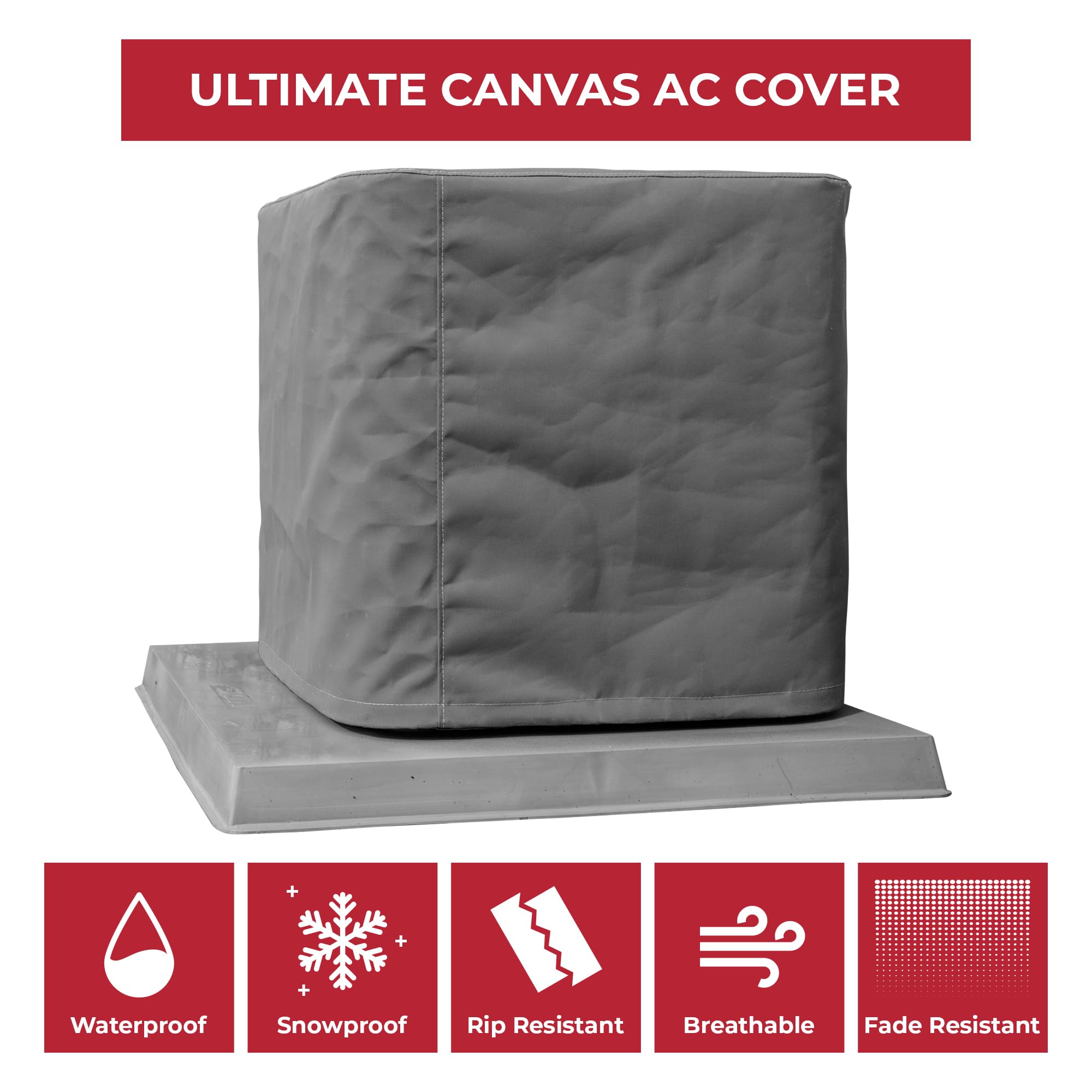 Premium Waterproof Outdoor Air Conditioner Cover - All-Weather Heavy Duty Canvas AC Protector (24x24x24 Inches, Charcoal Gray) - Made in USA with 20-Year Warranty - Perfect for Home, RV & Seasonal AC Unit Protection
