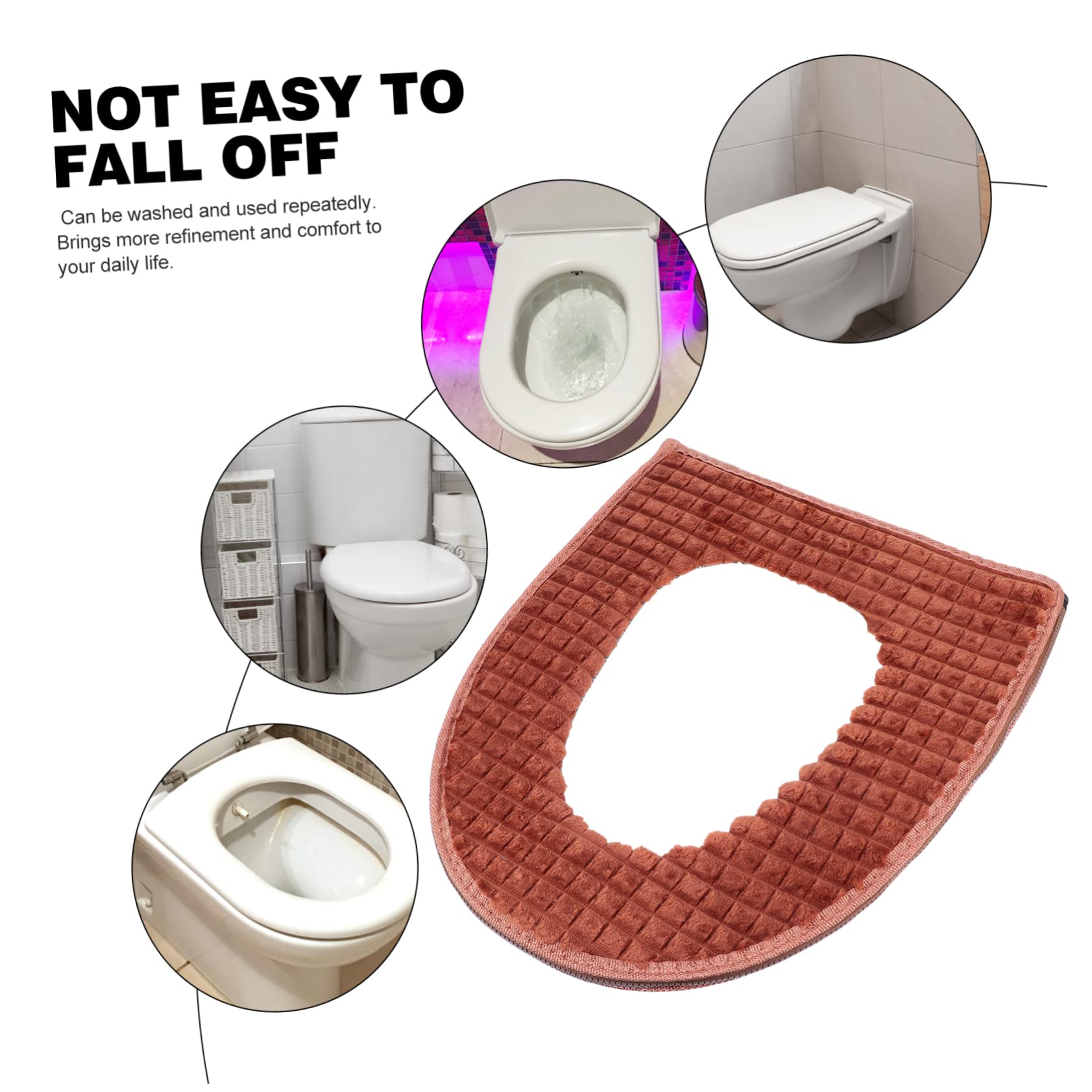 EXCEART Heated Toilet Seat Cover - Soft Flannel Warmer Pad with Zipper for Elongated Toilet | Winter Bathroom Comfort | Home & RV Use