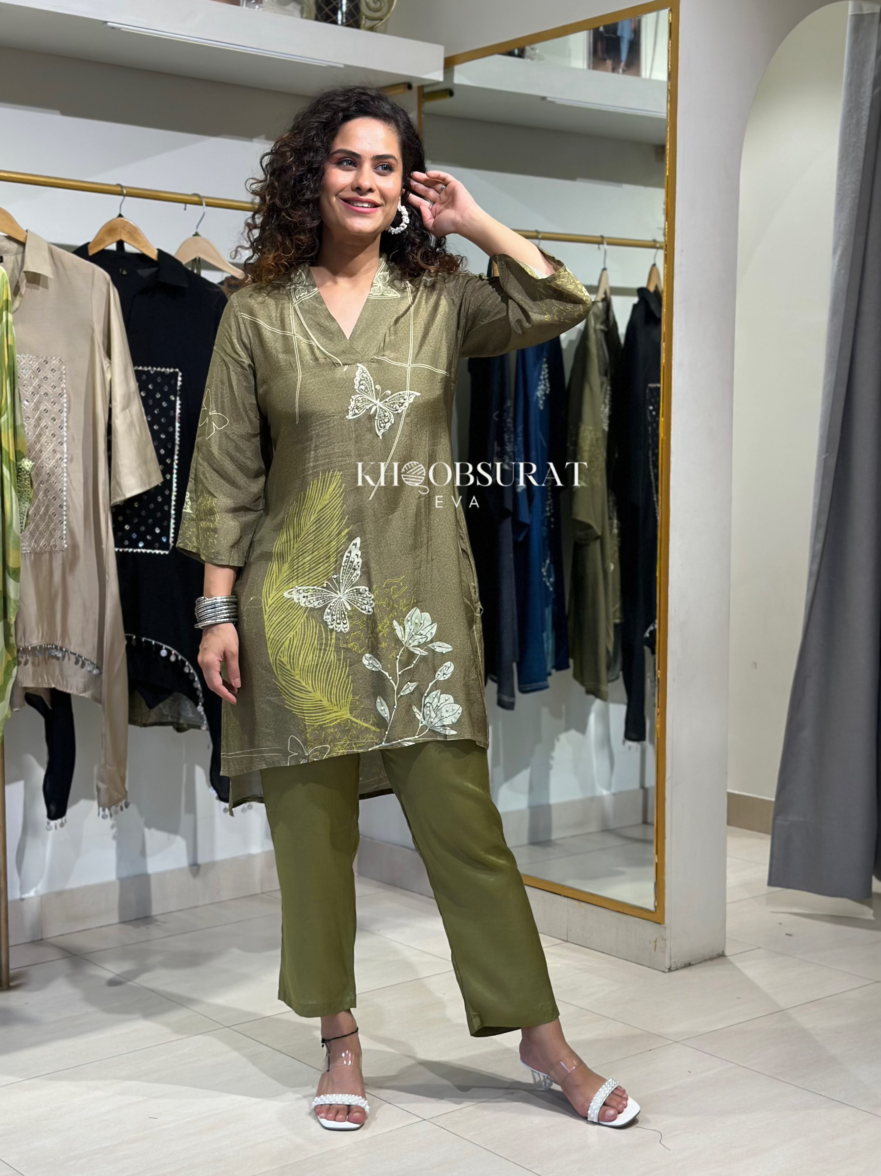 Green Goddess Glamour Coord Set - Women's Stylish Matching Outfit for Casual Wear, Date Night & Vacation | Trendy Two-Piece Set