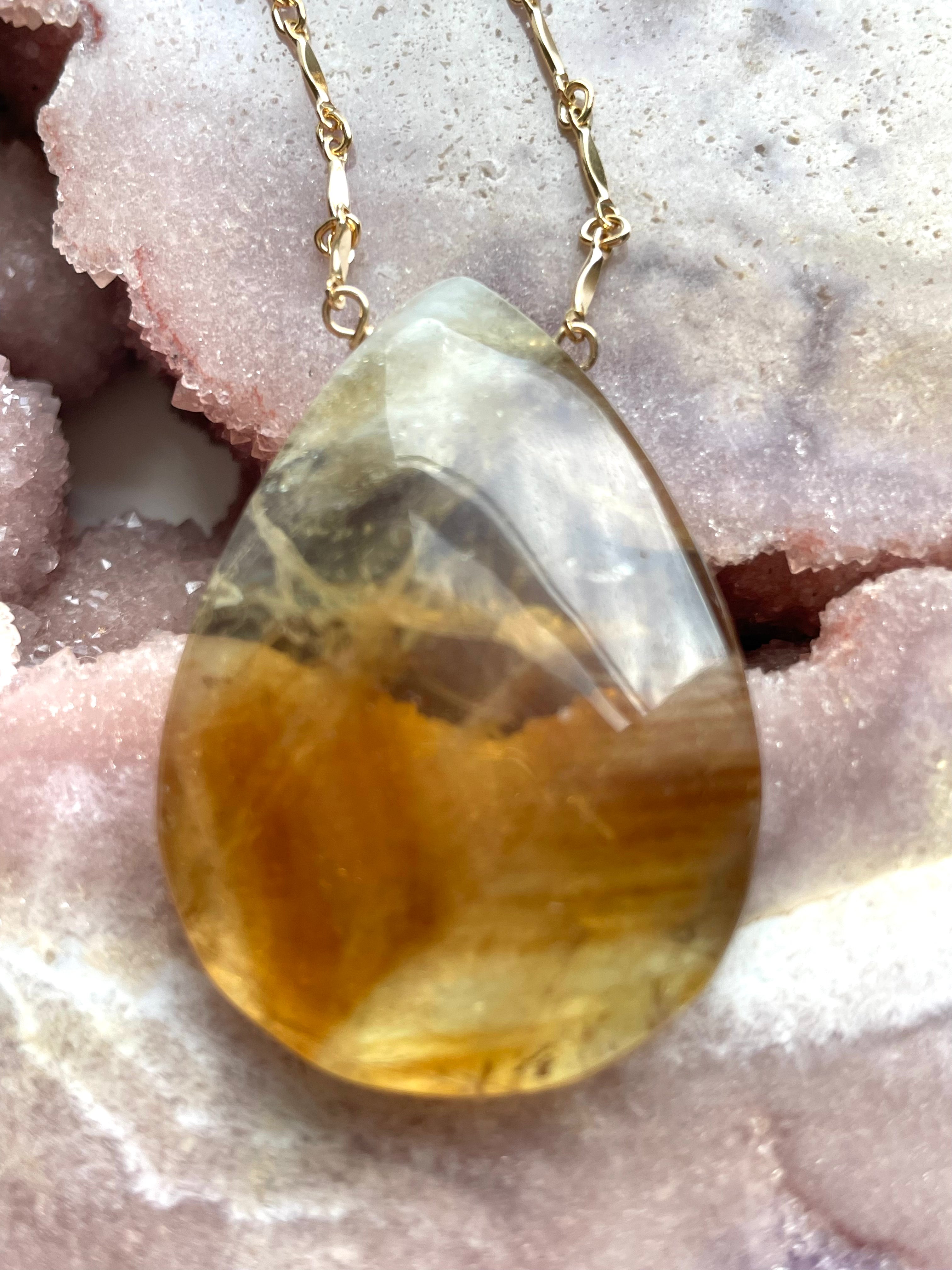 14K Gold Filled Chunky Genuine Yellow Citrine Necklace | Elegant Statement Jewelry for Women | Perfect for Parties, Weddings & Everyday Wear