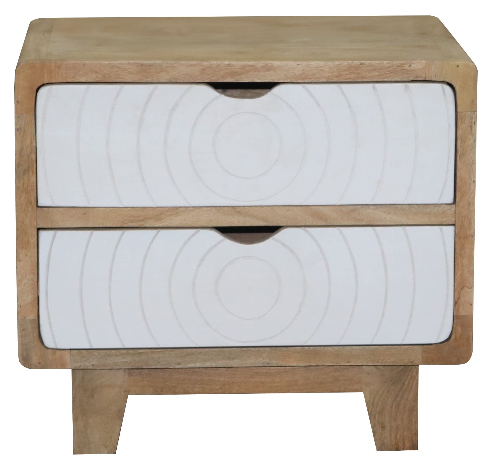 Progressive Furniture Outbound Art Deco Nightstand - Tan & White Finish - Stylish Bedside Table for Bedroom Decor & Storage