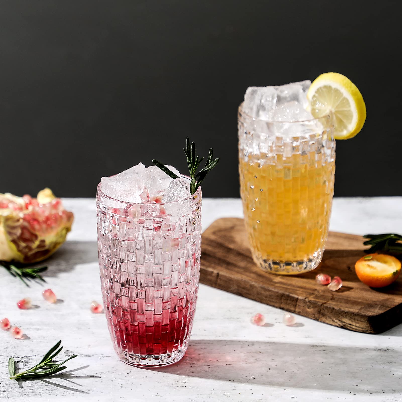 Premium 6-Piece Knitted Iced Tea Glass Set - Durable Highball Drinking Cups for Soda, Juice, Milk, Coke, Beer, Spirits & Water - Perfect for Home Bars, Parties, Picnics & Everyday Use