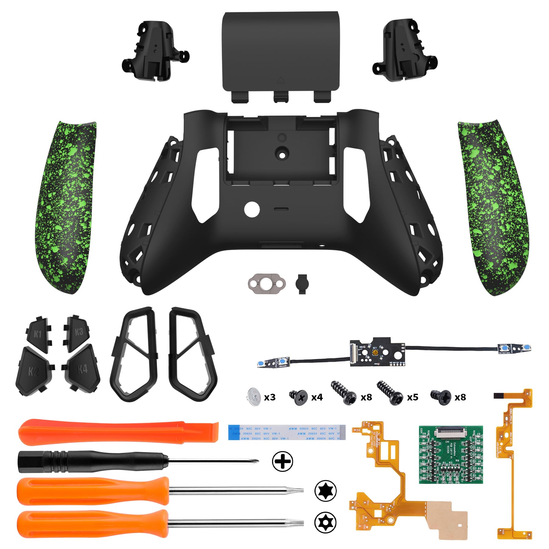 eXtremeRate VICTOR X Remap Kit for Xbox Series X/S Controller - 6 Profiles, Back Cover, Grip & 4 Back Buttons for Xbox Series X/S Joystick Model 1914 (Controller Not Included) - Non-Slip Green - Perfect for Competitive Gaming & Enhanced Gameplay