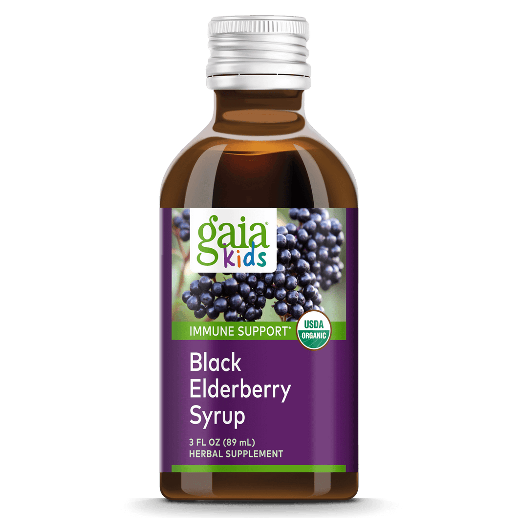 Organic Gaia Kids Elderberry Syrup for Immune Support - 8oz Bottle | Natural Cold & Flu Relief for Children | Great for Daily Wellness & Seasonal Defense