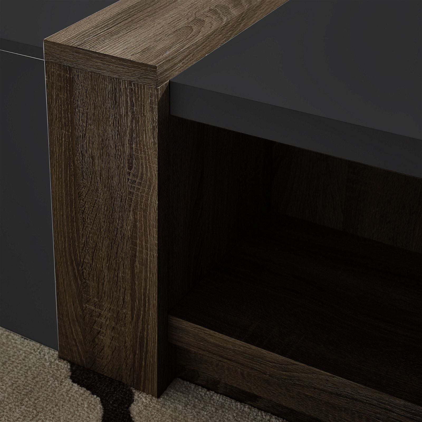 Tauris™ Duet Coffee Table - Dark Oak & Black Finish - Modern Living Room Furniture for Small Spaces & Apartments