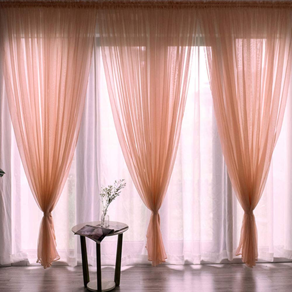 ShiningLove Sheer Window Curtains 1X2.7m - Light Filtering Tulle Drapes for Living Room, Flesh Color Home Decor | Perfect for Privacy, Sun Protection & Stylish Interior Design