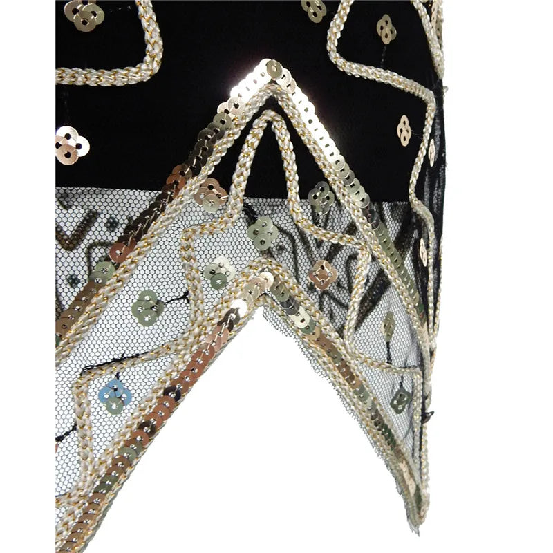 1920s Women's Sequin Flapper Dress - Gold Thread Embroidery & Tassel Details - Sleeveless Vintage Gatsby Party Dress - Perfect for Roaring 20s Themed Events, Costume Parties & Jazz Age Celebrations