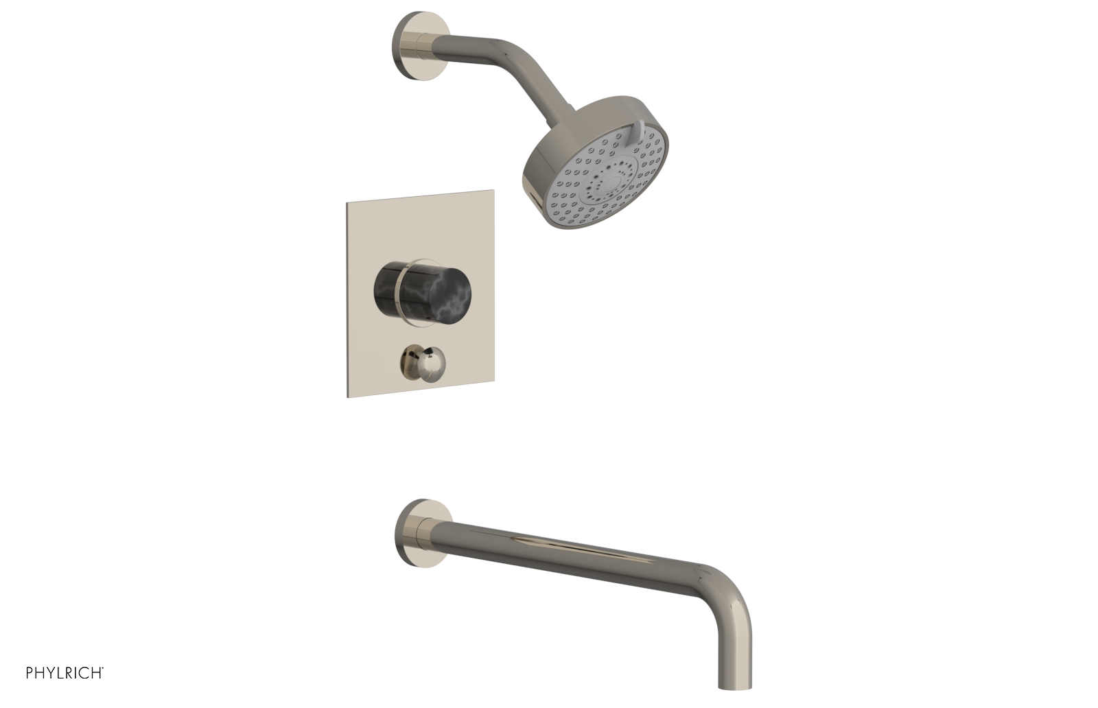 BASIC II 14 Pressure Balance Tub and Shower Set in Black Marble - 230S 28 14 Model | Perfect for Modern Bathroom Renovations & Spa-Like Shower Experiences