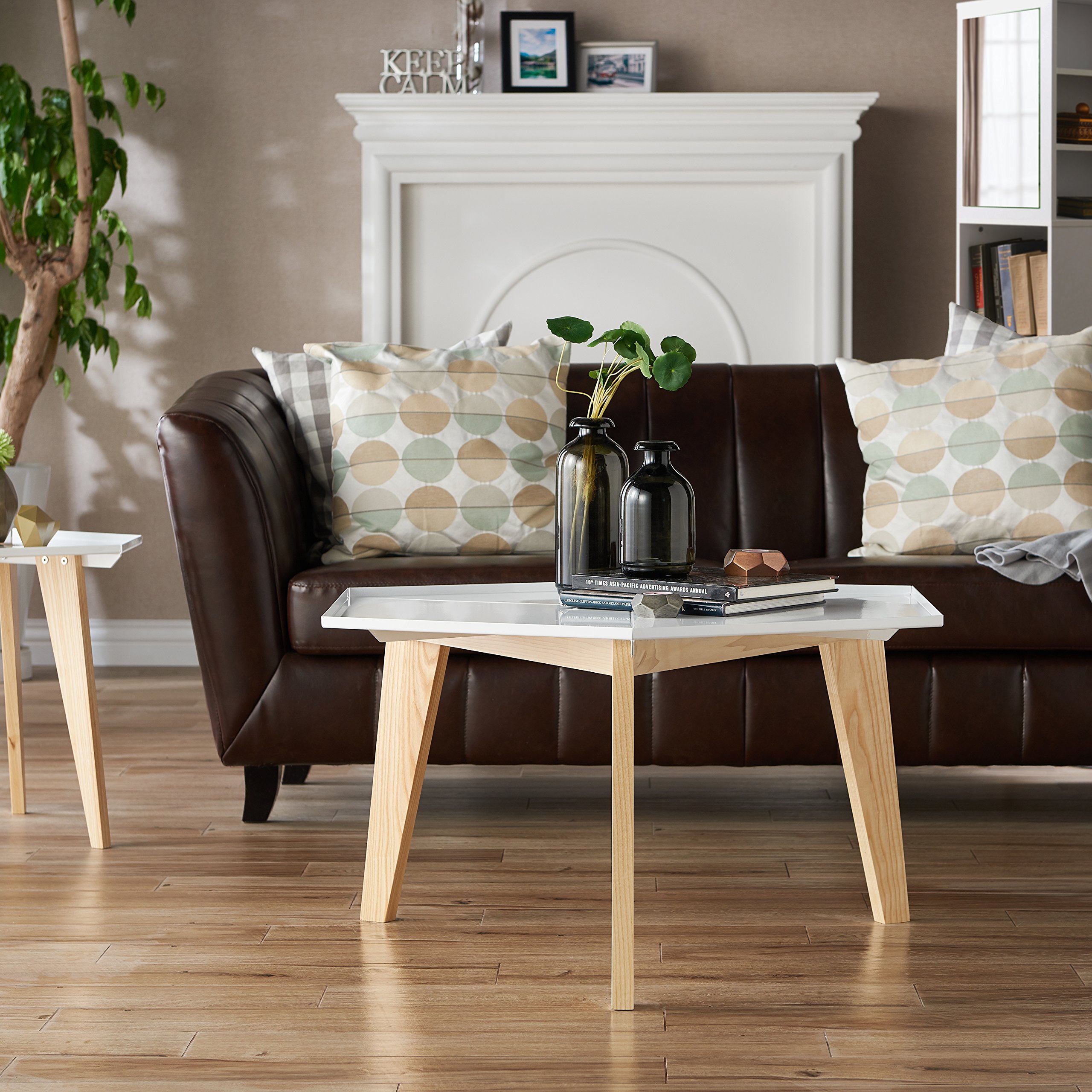 Modern White Adom Coffee Table for Living Room - 24/7 Shop at Home - Perfect for Family Gatherings & Relaxing with Coffee