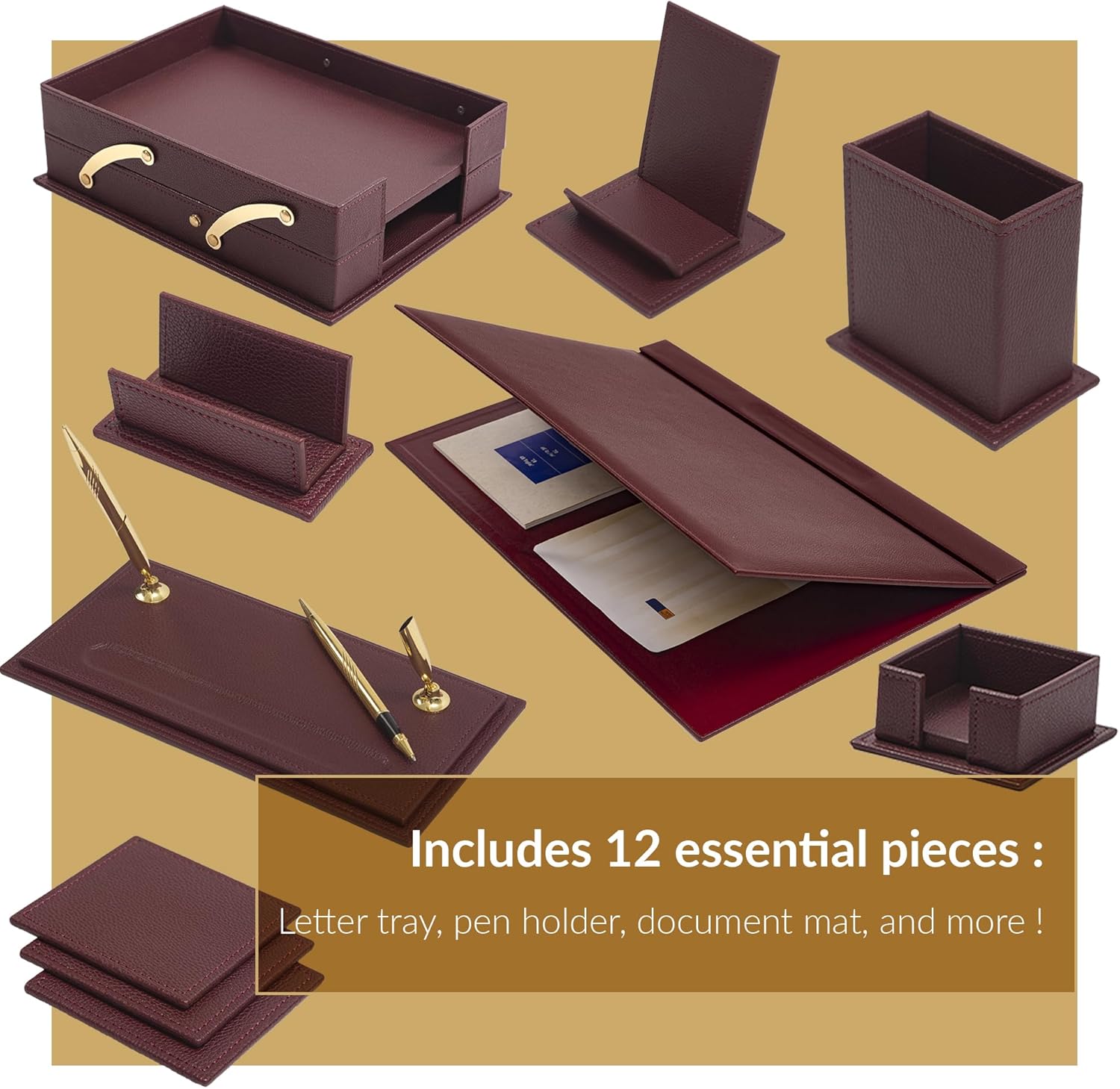 MOOG Classic Desk Organizer Set - 12 Piece Cream Office Supplies for Home & Office - Perfect for Organizing Pens, Pencils, Scissors & More