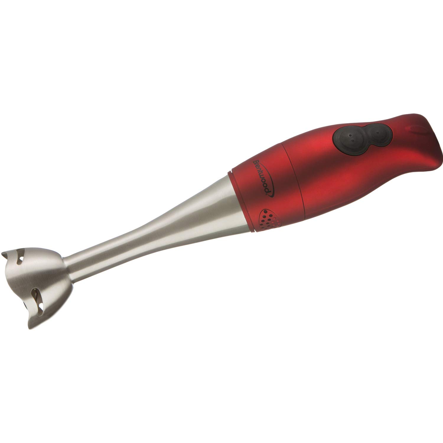 Brentwood 200W 2-Speed Hand Blender in Red - Powerful Immersion Blender for Smoothies, Soups, Sauces & Baby Food - Perfect for Kitchen, Home Cooking & Meal Prep