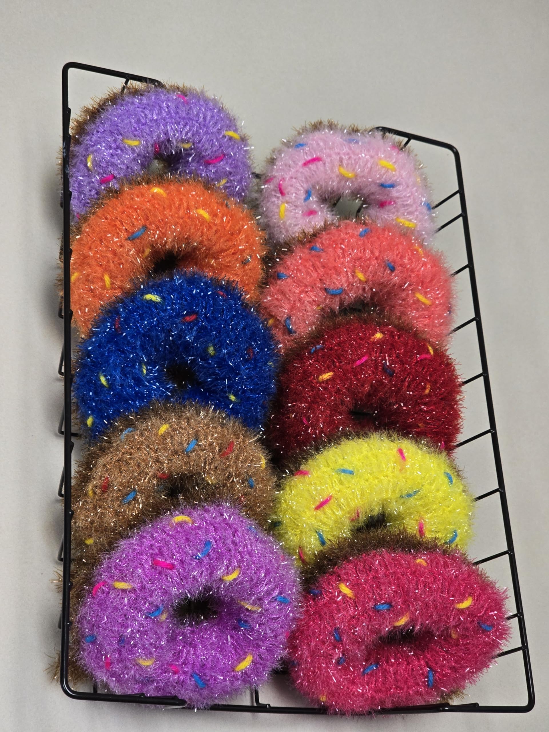 Handmade Crochet Dish Scrubber Set - 3 Donut Design Eco-Friendly Kitchen Sponges for Washing Dishes, Pots & Pans - Perfect for Home, RV, and Camping Use